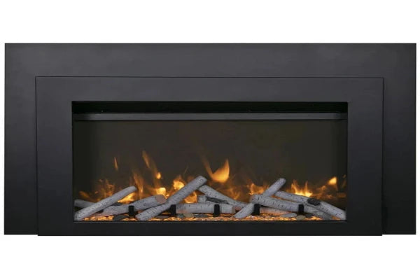 Amantii Sierra Flame 34" Deep Electric Fireplace Insert With Black Steel Surround and Overlay | INS-FM-34