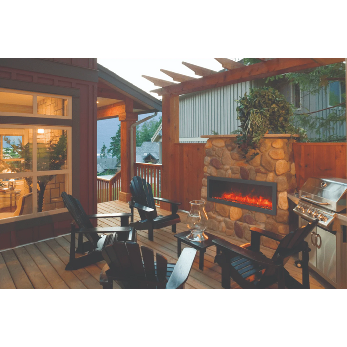 Amantii Panorama Slim 88" Full View Indoor Outdoor WiFi Enabled Smart Electric Fireplace | BI-88-SLIM-OD
