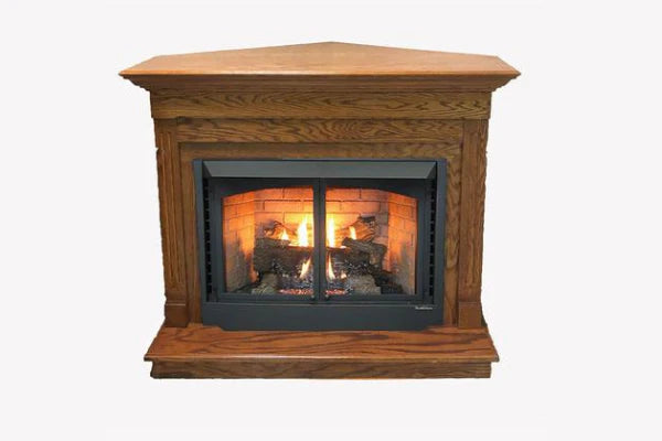Buck Stove Model 42ZCBB Builder Series Firebox With Standard Dark Oak Corner Mantel