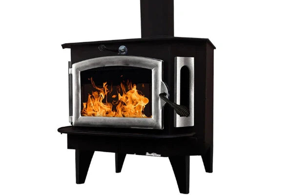 Buck Stove Model 91 Catalytic Wood Stove With Blower, Ash Tray & Pewter Door
