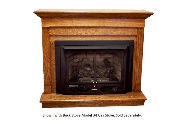 Buck Stove Dark Oak Contemporary Corner Mantel For Model 34 Gas Stove