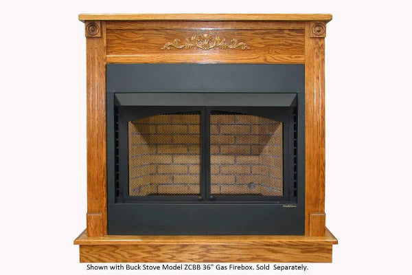 Buck Stove Model ZCBB 36" Vent Free Firebox With Standard Dark Oak Mantel