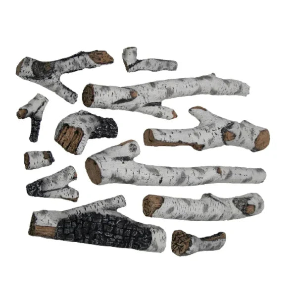 Amantii 12 Pcs. Birch Deluxe Media Log Set | DESIGN-MEDIA-BIRCH-12PCE-LARGE