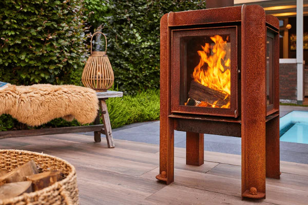 RB73 Fennek 50 4-Sided Glass Outdoor Wood Fireplace
