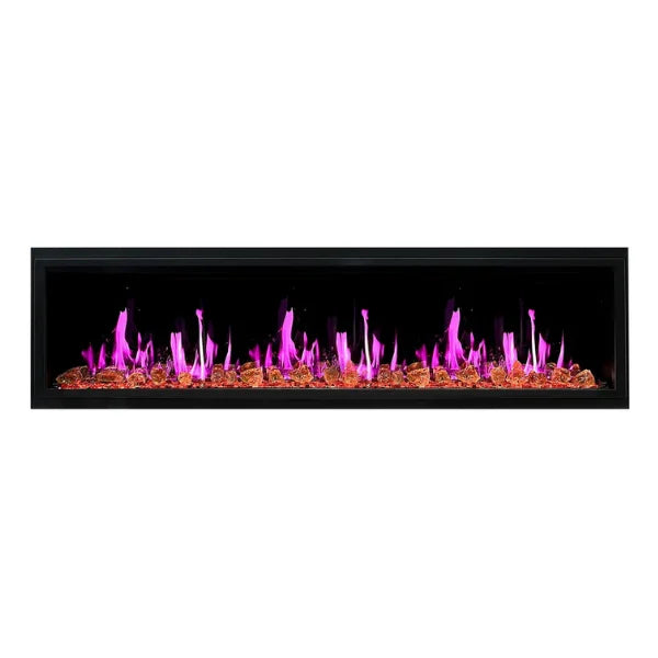 Litedeer Homes Latitude 75" Black Ultra Slim Built-in Linear Smart Electric Fireplace With Luster Copper Reflective Fire Glass - ZEF75VA