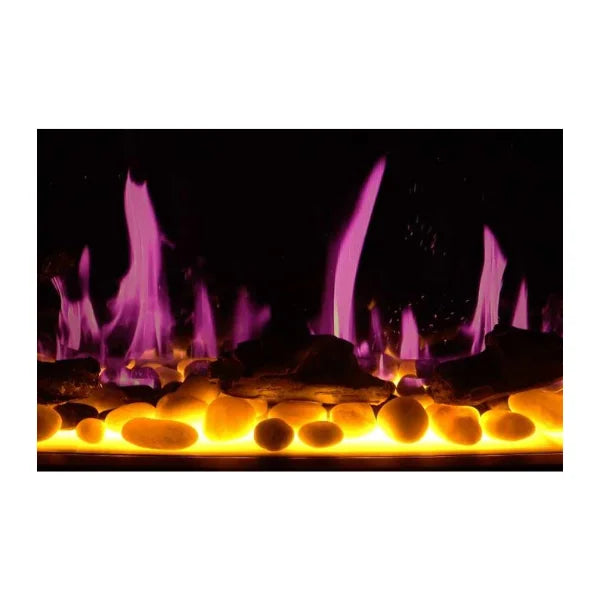 Litedeer Homes Latitude 55" Black Ultra Slim Built-in Linear Smart Electric Fireplace With Driftwood Log & River Rock - ZEF55V