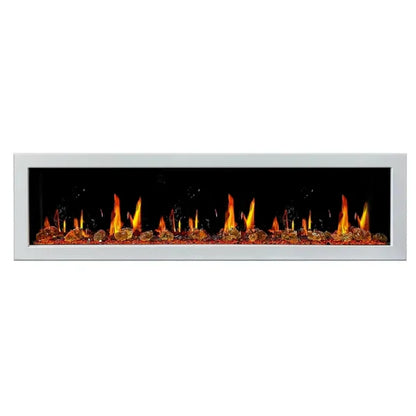 Litedeer Homes Gloria II 78" White Seamless Push-in Electric Fireplace With Acrylic Crushed Ice Rocks Acrylic Crushed Ice Rocks - ZEF78VCW