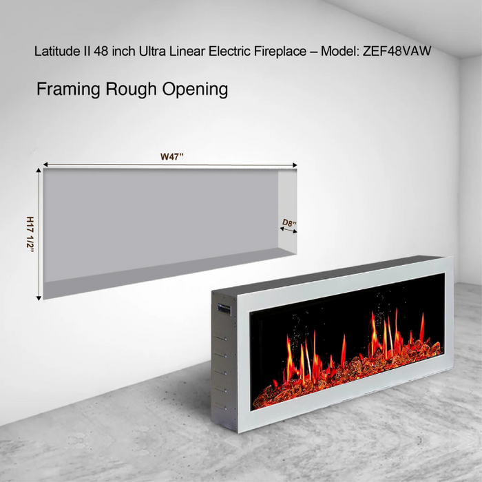 Litedeer Homes Gloria II 48" White Seamless Push-in Electric Fireplace With Reflective Fire Glass Reflective Fire Glass - ZEF48XAW