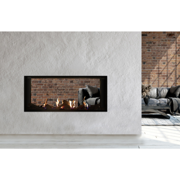 Plaza 55" Double-Sided Barrier-Screen Direct-Vent Fireplace With Remote Control and LED Underlighting