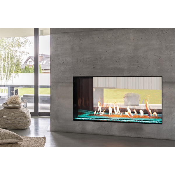 Plaza 75" Double-Sided Glass Barrier Fireplace With Remote Control and LED Underlighting