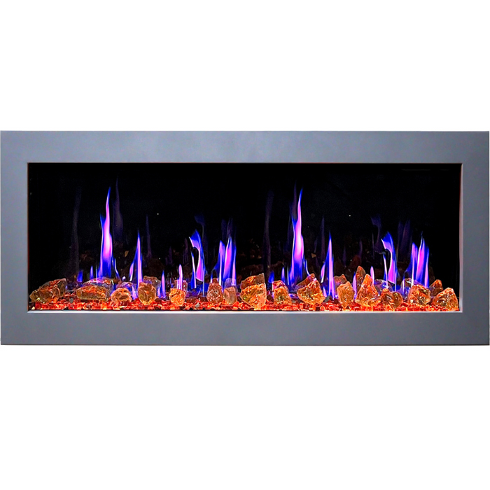 Litedeer Homes Gloria II 48" White Seamless Push-in Electric Fireplace With Reflective Fire Glass Reflective Fire Glass - ZEF48XAW