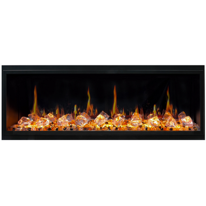 Litedeer Homes Latitude 55" Black Ultra Slim Built-in Linear Smart Electric Fireplace With Multicolor Acrylic Crushed Ice Rocks - ZEF55VC