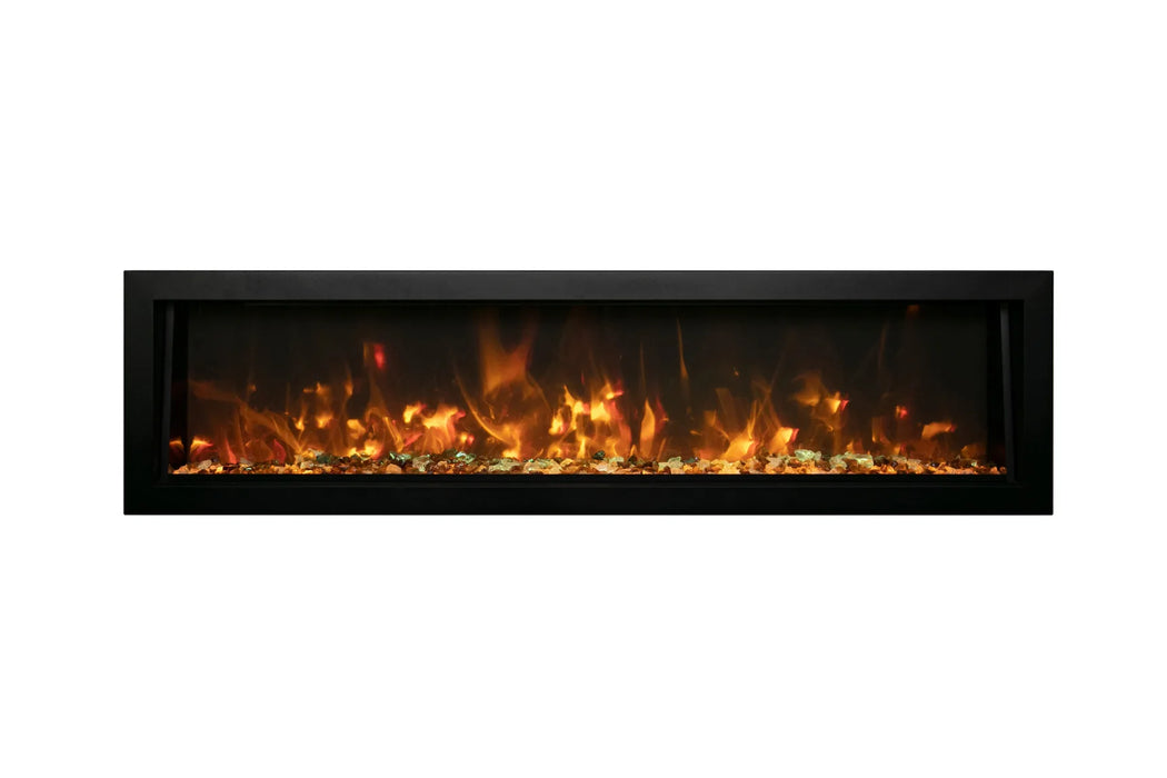 Remii Deep 65" Indoor/Outdoor Built-in Electric Fireplace with Black Steel Surround | 102765-DE