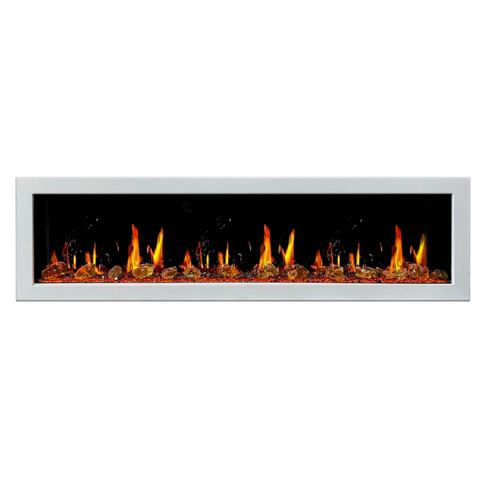 Litedeer Homes Gloria II 78" White Seamless Push-in Electric Fireplace With Reflective Fire Glass Reflective Fire Glass - ZEF78VAW