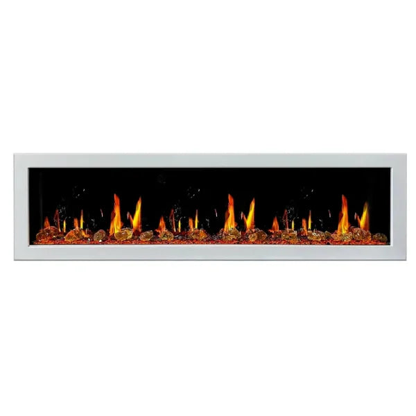 Litedeer Homes Gloria II 78" White Seamless Push-in Electric Fireplace With Acrylic Crushed Ice Rocks Acrylic Crushed Ice Rocks - ZEF78VCW