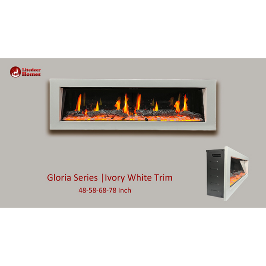 Litedeer Gloria II 58" Smart Electric Fireplace with App Driftwood Seamless Push-in Electric Fireplace ZEF58VW