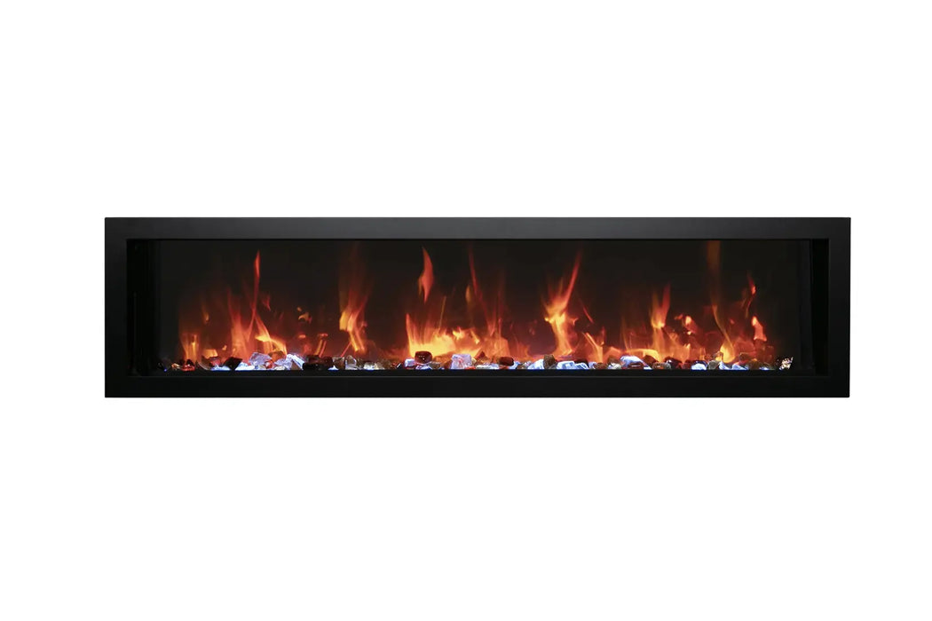 Remii Extra Slim 35" Indoor/Outdoor Zero Clearance Built-in Electric Fireplace with Black Steel Surround | 102735-XS