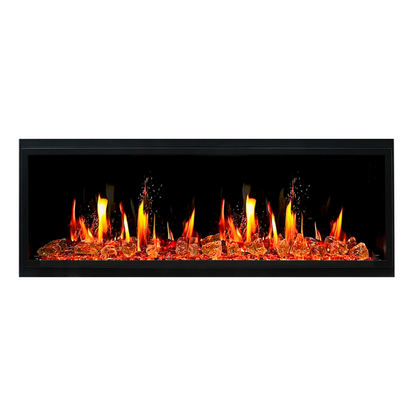 Litedeer Latitude II 58" Vent-Free Seamless Push-In Electric Fireplace with Reflective Fire Glass Luster Copper ZEF58VA