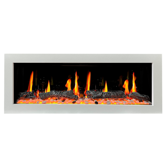 Litedeer Gloria II 48" Wall Mount Electric Fireplace Smart App Control, 5 Unique Realistic Flames, and Elegant Design with Driftwood fireplace ZEF48XW