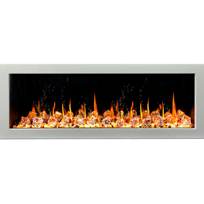 Litedeer Homes Gloria II 58" White Seamless Push-in Electric Fireplace With Acrylic Crushed Ice Rocks Acrylic Crushed Ice Rocks - ZEF58VCW