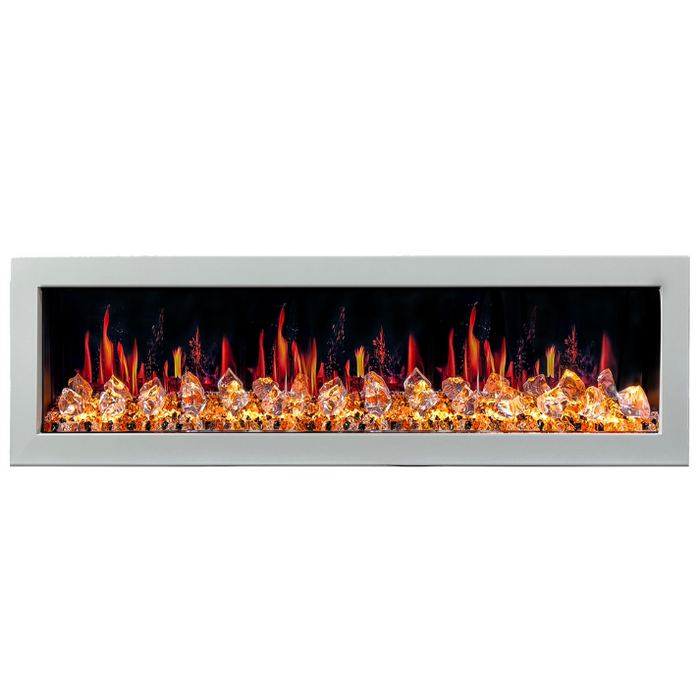 Litedeer Homes Gloria II 68" White Seamless Push-in Electric Fireplace With Acrylic Crushed Ice Rocks Acrylic Crushed Ice Rocks - ZEF68XCW