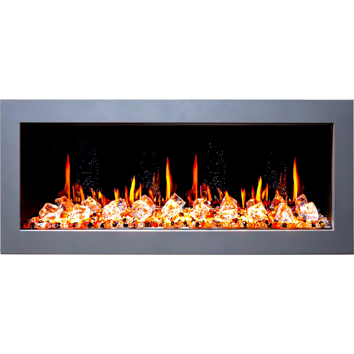 Litedeer Gloria II 48" Smart Electric Fireplace with Acrylic Crushed Ice Rocks ZEF48XCW