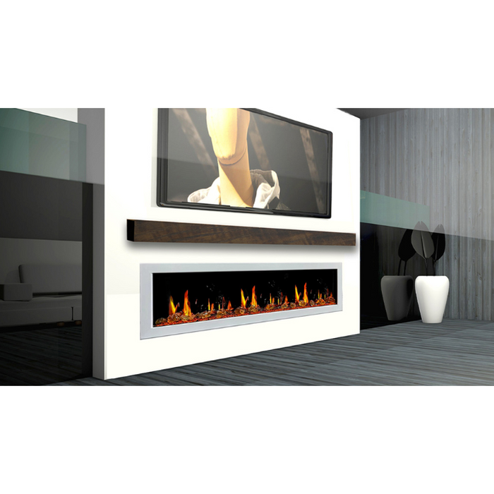 Litedeer Homes Gloria II 78" White Seamless Push-in Electric Fireplace With Reflective Fire Glass Reflective Fire Glass - ZEF78VAW