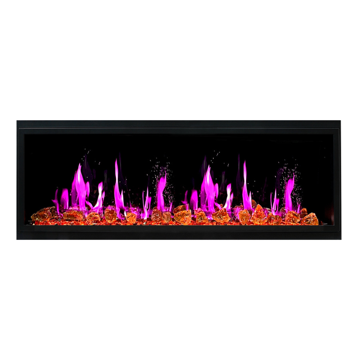 Litedeer Latitude II 58" Vent-Free Seamless Push-In Electric Fireplace with Reflective Fire Glass Luster Copper ZEF58VA