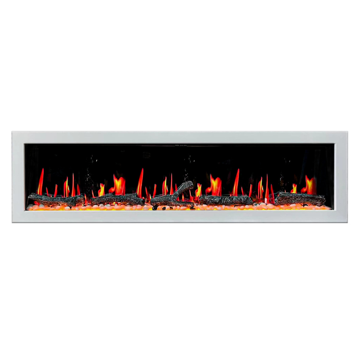 Litedeer Latitude II 78" Smart Electric Fireplace with App Driftwood Log & River Rock ZEF78VW
