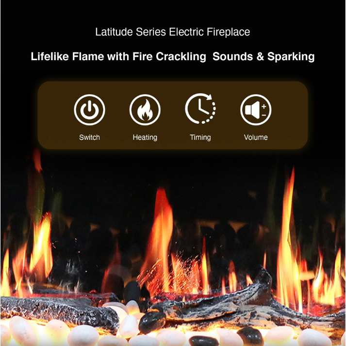 Litedeer 48" Gloria II Push-In Contemporary Smart Linear Vent-Free Built-In Electric Fireplace ZEF48XS