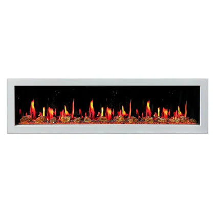 Litedeer Homes Gloria II 78" White Seamless Push-in Electric Fireplace With Acrylic Crushed Ice Rocks Acrylic Crushed Ice Rocks - ZEF78VCW