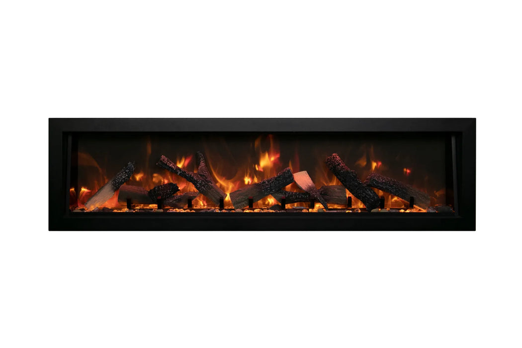 Remii Deep 65" Indoor/Outdoor Built-in Electric Fireplace with Black Steel Surround | 102765-DE