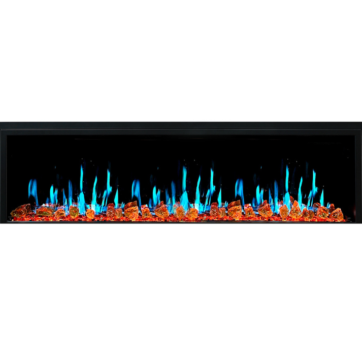 Litedeer Latitude 65" Ultra Slim Built-in Electric Fireplace + Reflective Fire Glass (Luster Copper) ZEF65XA