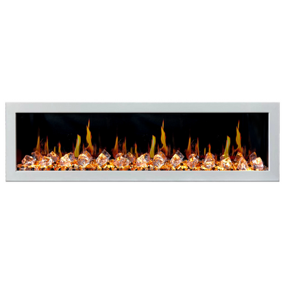 Litedeer Gloria II 78" Smart Electric Fireplace With Acrylic Crushed Ice Rock ZEF78VCW
