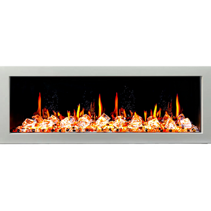 Litedeer Homes Gloria II 58" White Seamless Push-in Electric Fireplace With Acrylic Crushed Ice Rocks Acrylic Crushed Ice Rocks - ZEF58VCW