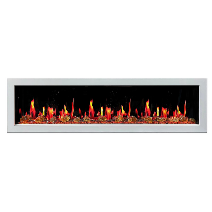 Litedeer Homes Gloria II 78" White Seamless Push-in Electric Fireplace With Reflective Fire Glass Reflective Fire Glass - ZEF78VAW