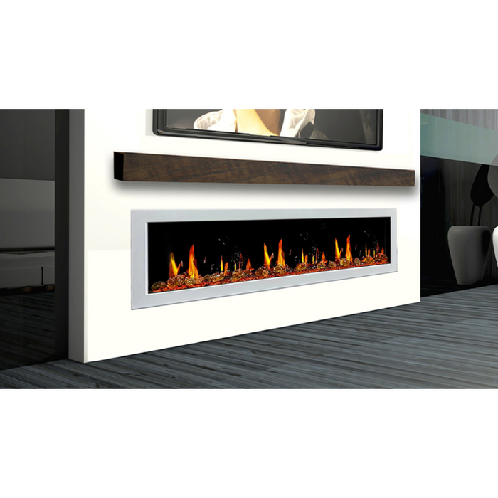 Litedeer Homes Gloria II 78" White Seamless Push-in Electric Fireplace With Reflective Fire Glass Reflective Fire Glass - ZEF78VAW