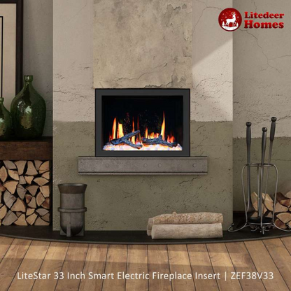 Litedeer LiteStar 33" Vent-Free Smart Electric Fireplace Insert ZEF38VC-33