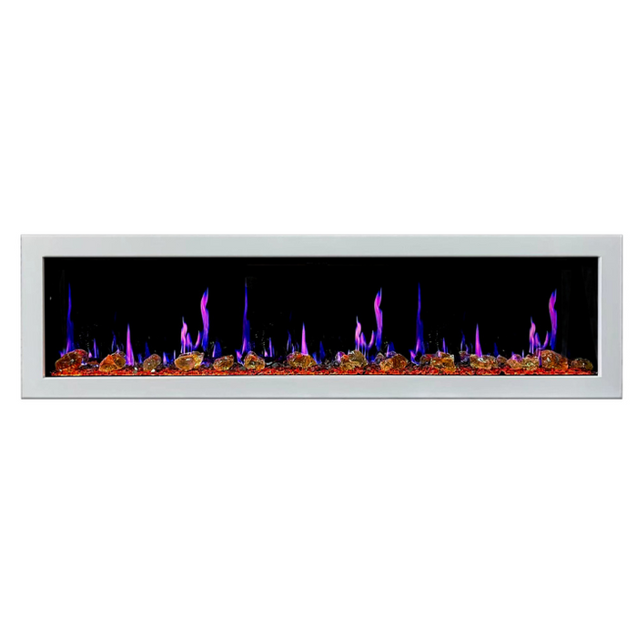 Litedeer Homes Gloria II 78" White Seamless Push-in Electric Fireplace With Reflective Fire Glass Reflective Fire Glass - ZEF78VAW