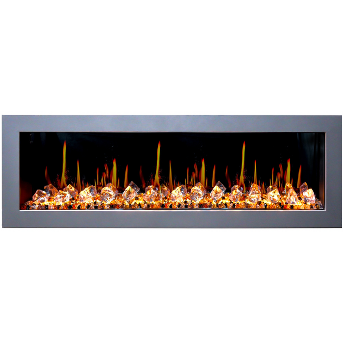 Litedeer Homes Gloria II 68" White Seamless Push-in Electric Fireplace With Acrylic Crushed Ice Rocks Acrylic Crushed Ice Rocks - ZEF68XCW