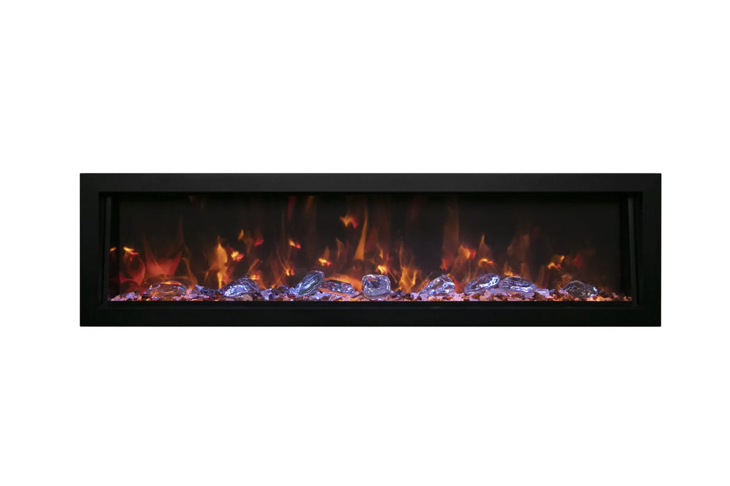 Remii Deep 65" Indoor/Outdoor Built-in Electric Fireplace with Black Steel Surround | 102765-DE