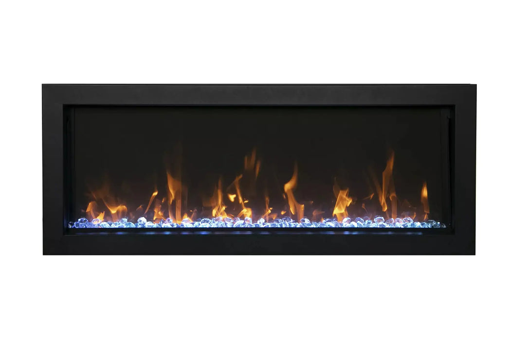 Remii Extra Slim 35" Indoor/Outdoor Zero Clearance Built-in Electric Fireplace with Black Steel Surround | 102735-XS