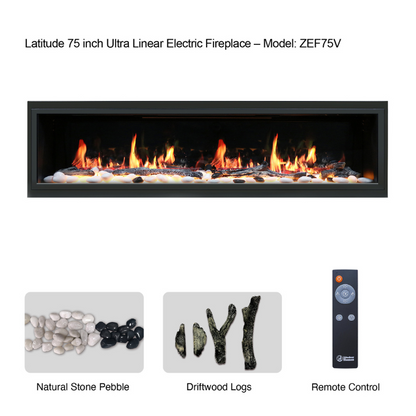 Litedeer Latitude 75" Ultra Slim Built-in Electric Fireplace (Original) ZEF75V