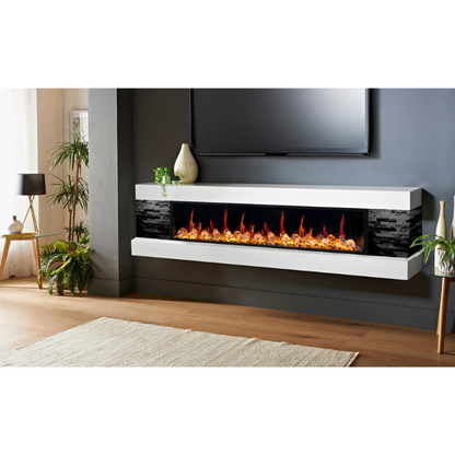 Litedeer Latitude 75" Built-in Linear Electric Fireplace + Acrylic Crushed Ice Rocks (Multi-color) ZEF75VC