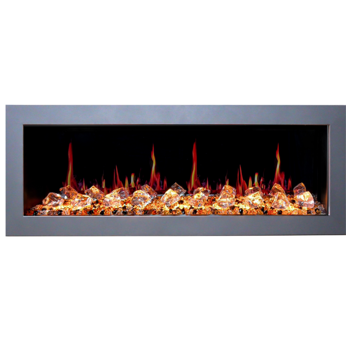 Litedeer Homes Gloria II 58" White Seamless Push-in Electric Fireplace With Acrylic Crushed Ice Rocks Acrylic Crushed Ice Rocks - ZEF58VCW