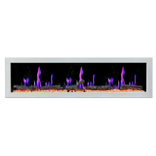 Litedeer Homes Gloria II 78" White Seamless Push-in Electric Fireplace With Acrylic Crushed Ice Rocks Acrylic Crushed Ice Rocks - ZEF78VCW