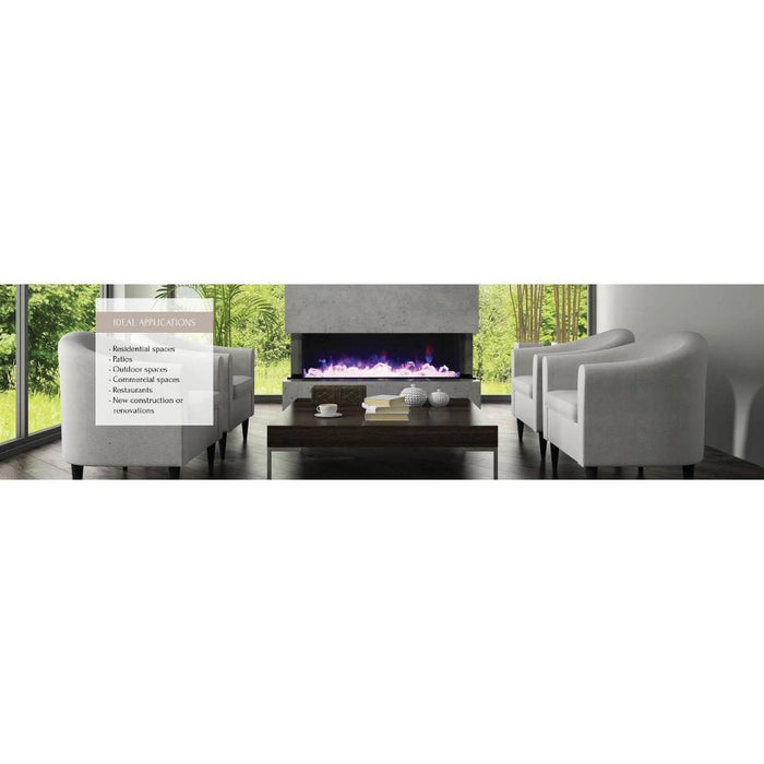 Amantii Tru View Deep 72" Indoor Outdoor 3 Sided Smart Electric Fireplace | 72-TRU-VIEW-XL