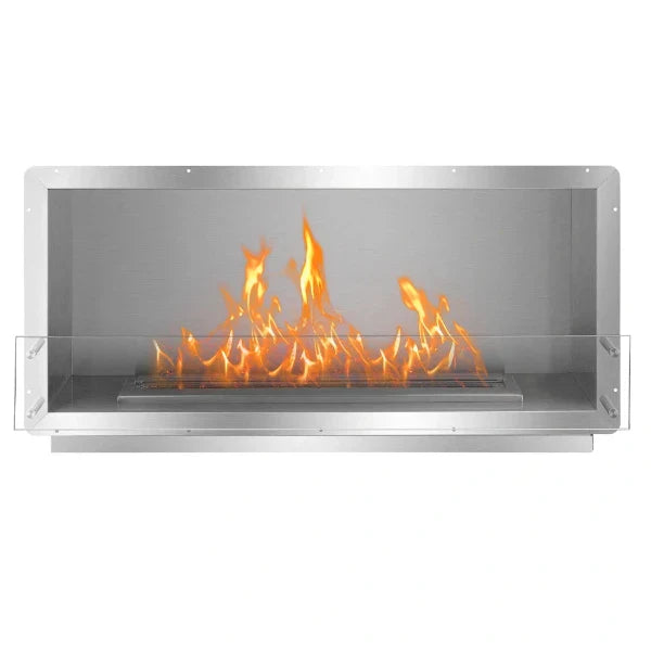 The Bio Flame 72" Stainless Steel Single Sided Ethanol Fireplace | 72” Firebox SS