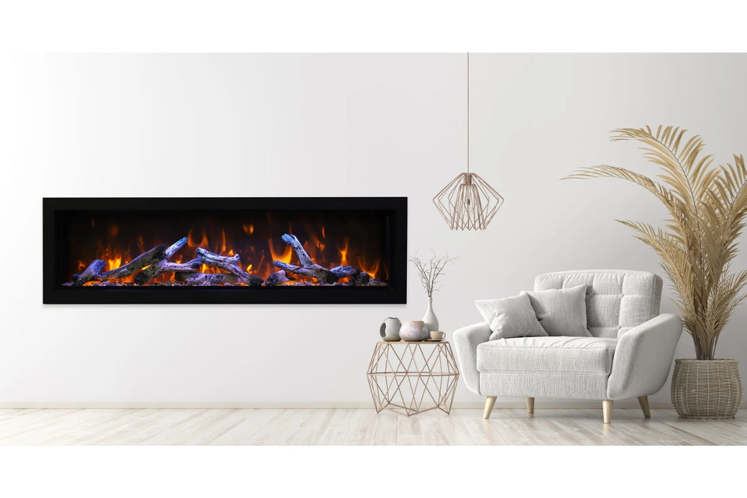 Remii Extra Tall 65" Indoor/Outdoor Zero Clearance Built-in Electric Fireplace with Black Steel Surround | 102765-XT