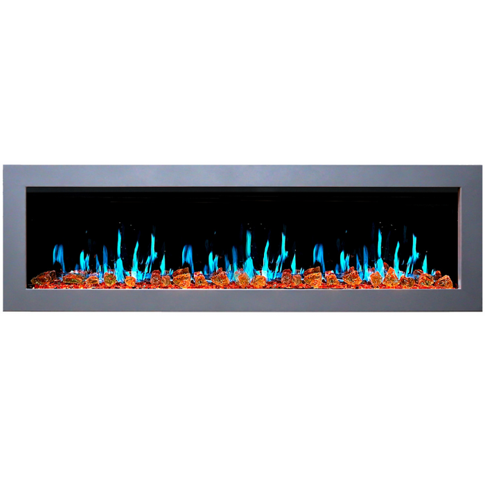 Litedeer Homes Gloria II 78" White Seamless Push-in Electric Fireplace With Reflective Fire Glass Reflective Fire Glass - ZEF78VAW